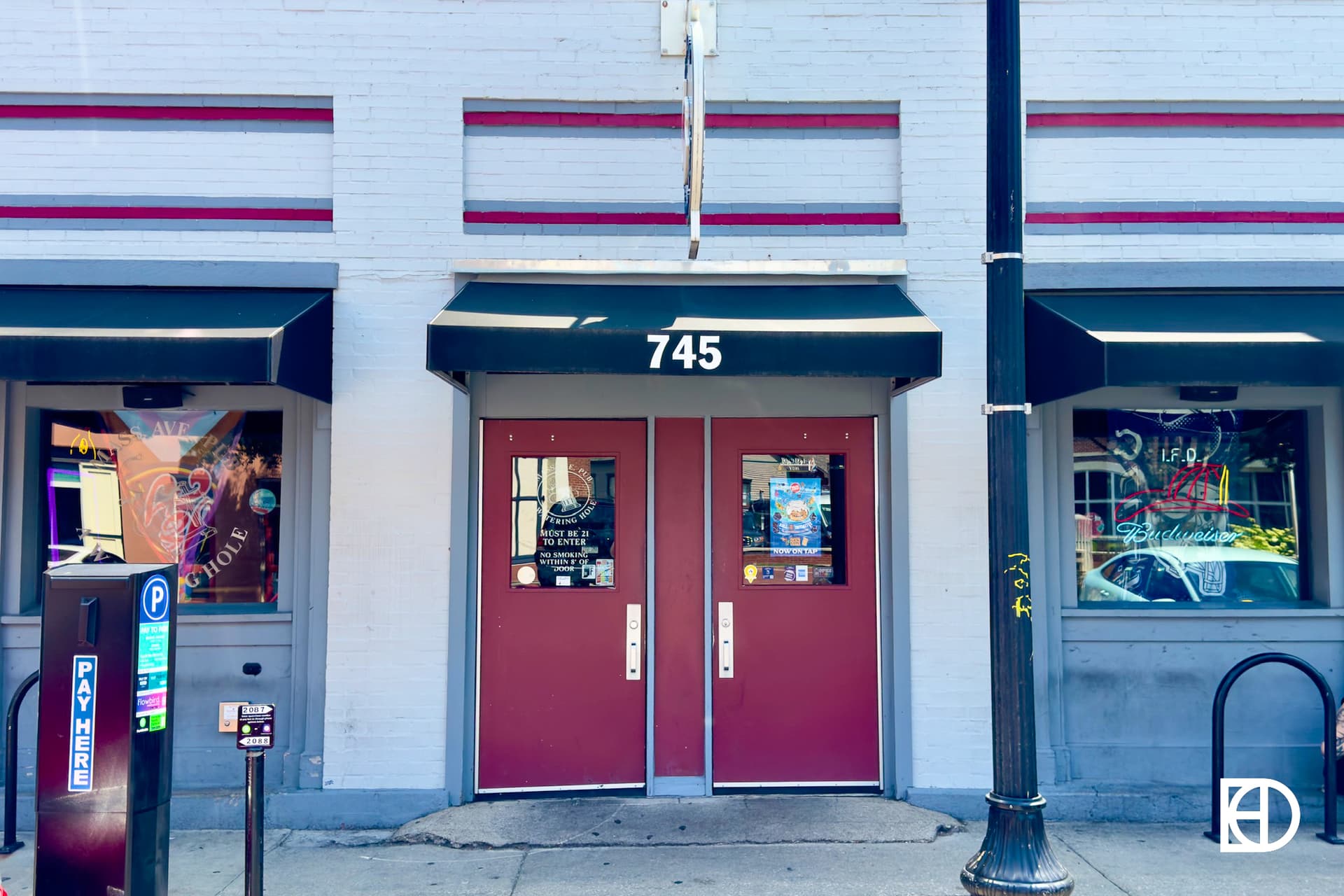 Exterior photo of Mass Ave Pub, showing entrance