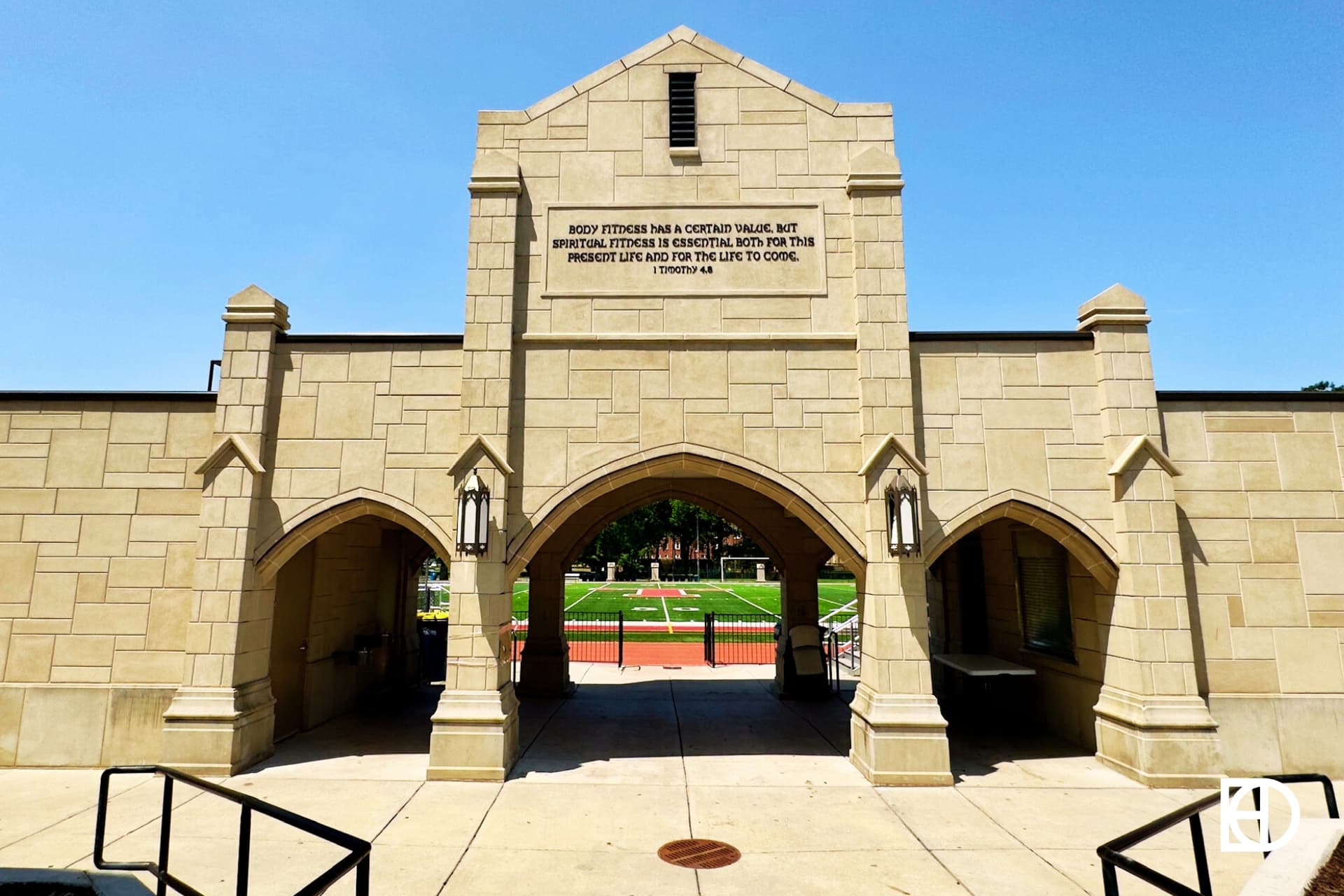 Exterior photo of Tabernacle Church, showing entrance to sports facilities