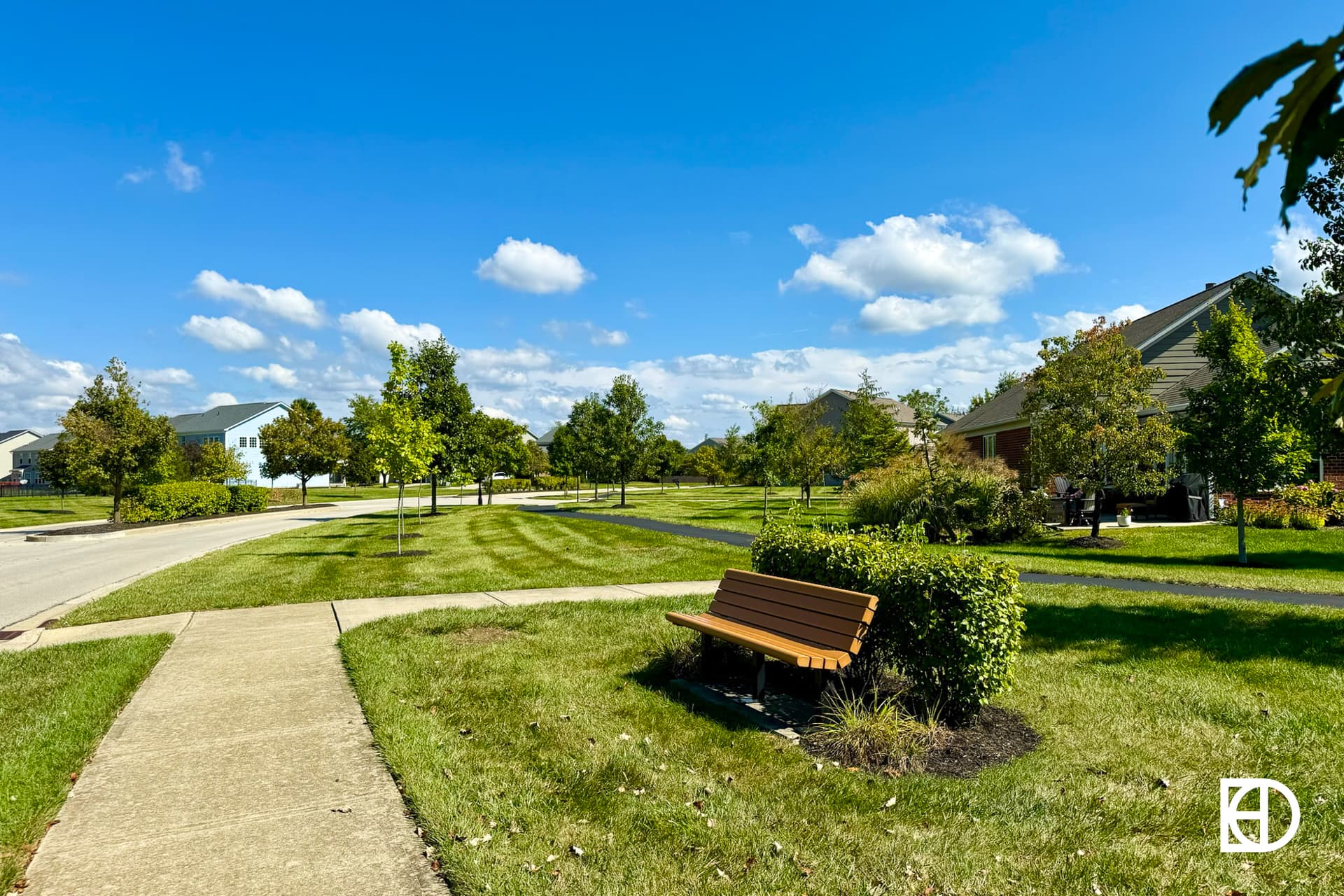 Exterior photo of Stanford Park, showing paths and landscaping