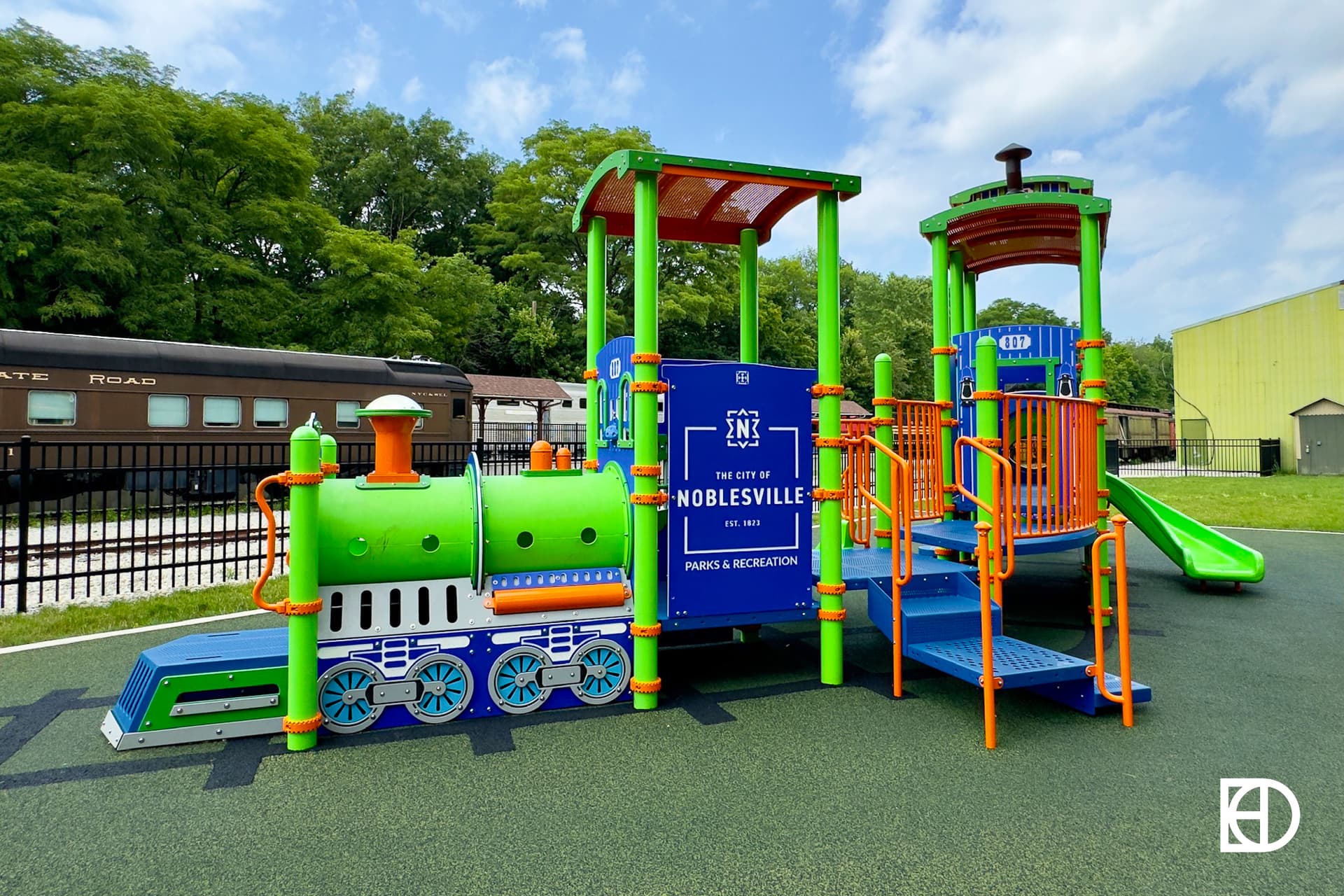 Exterior photo of playground at Nickel Plate Express depot