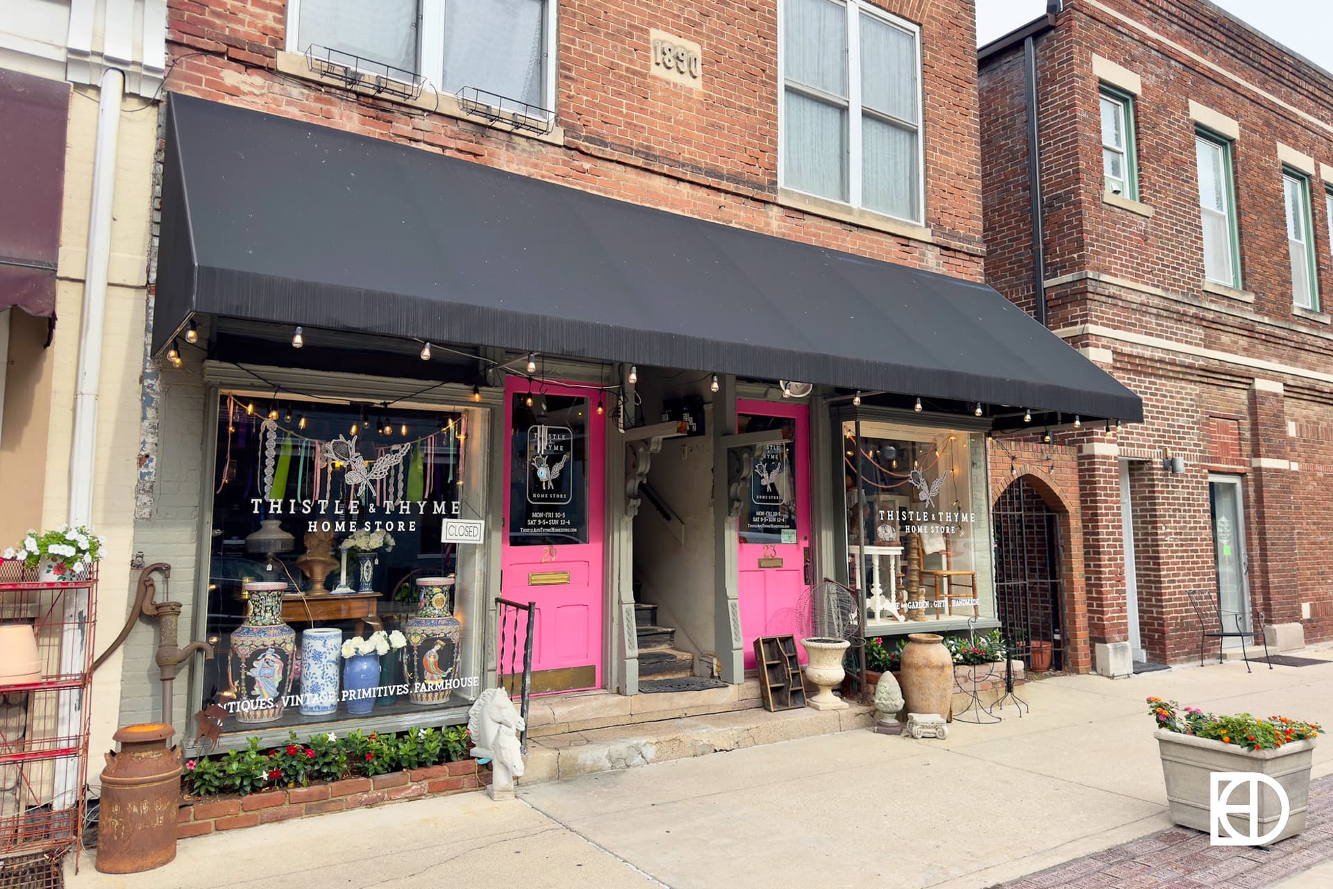 Exterior photo of Thistle & Thyme, showing signage and entrance