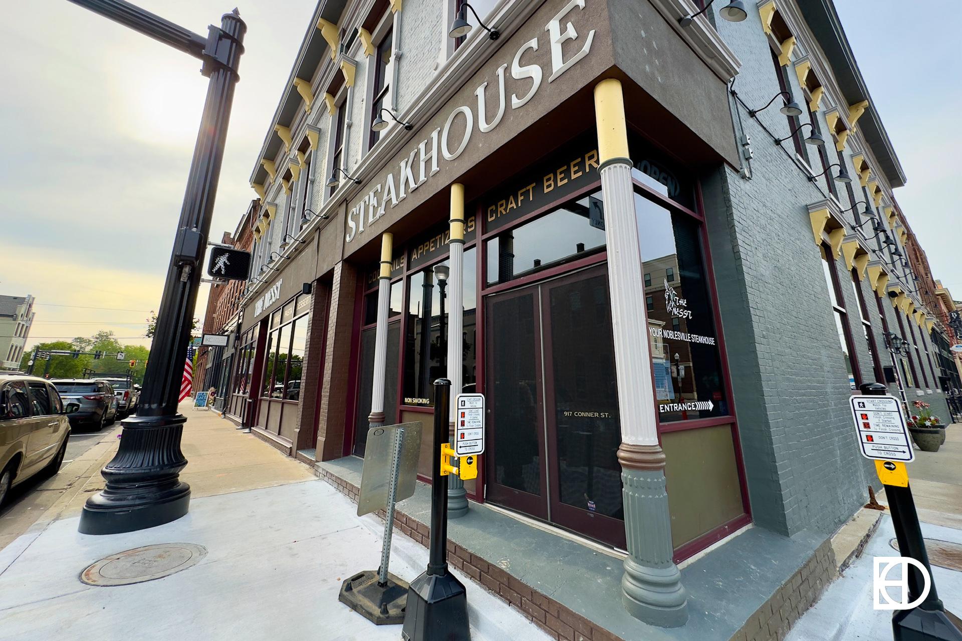 Exterior photo of the Nesst Steakhouse in Noblesville