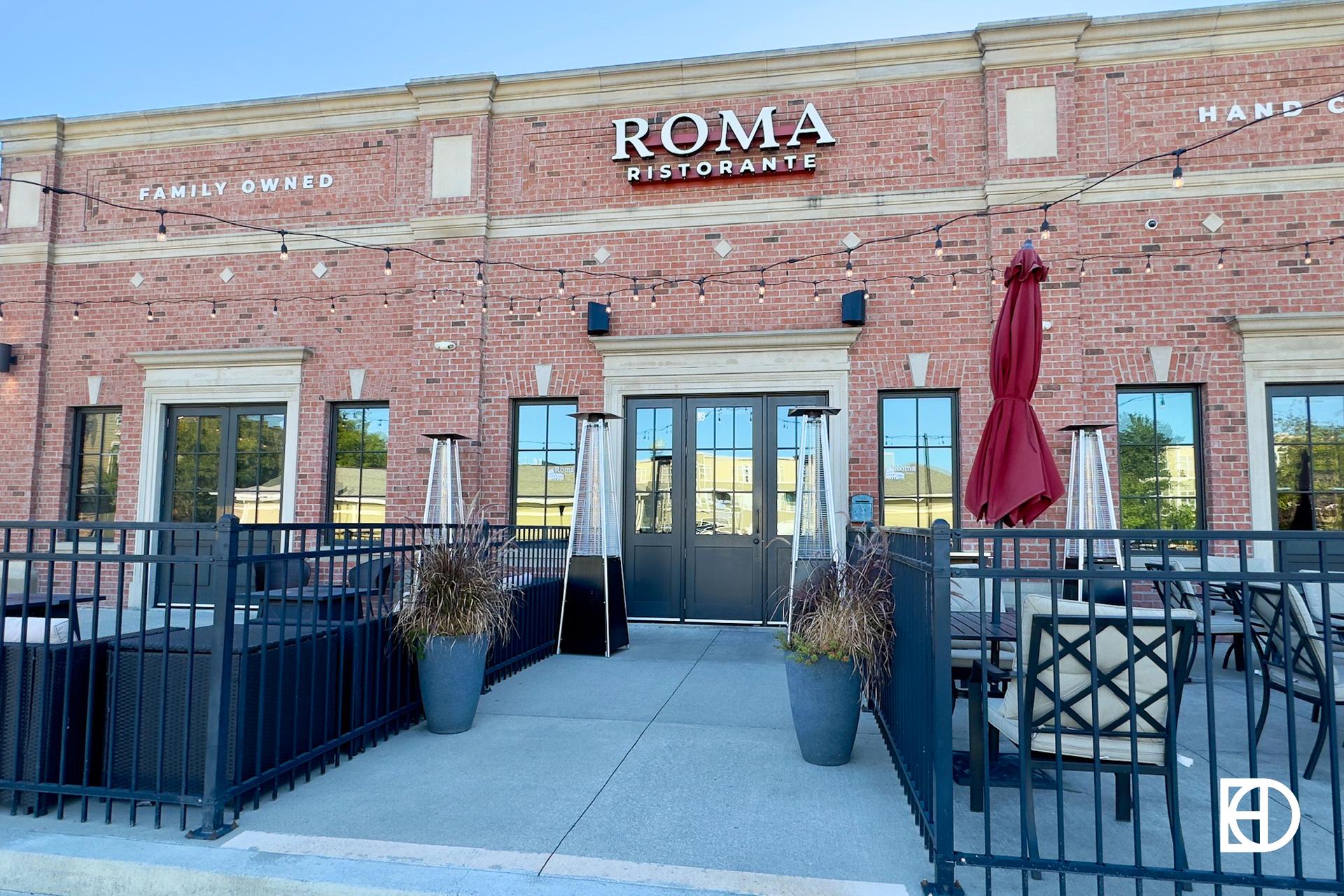 Exterior photo of Ristorante Roma, showing patio and entrance