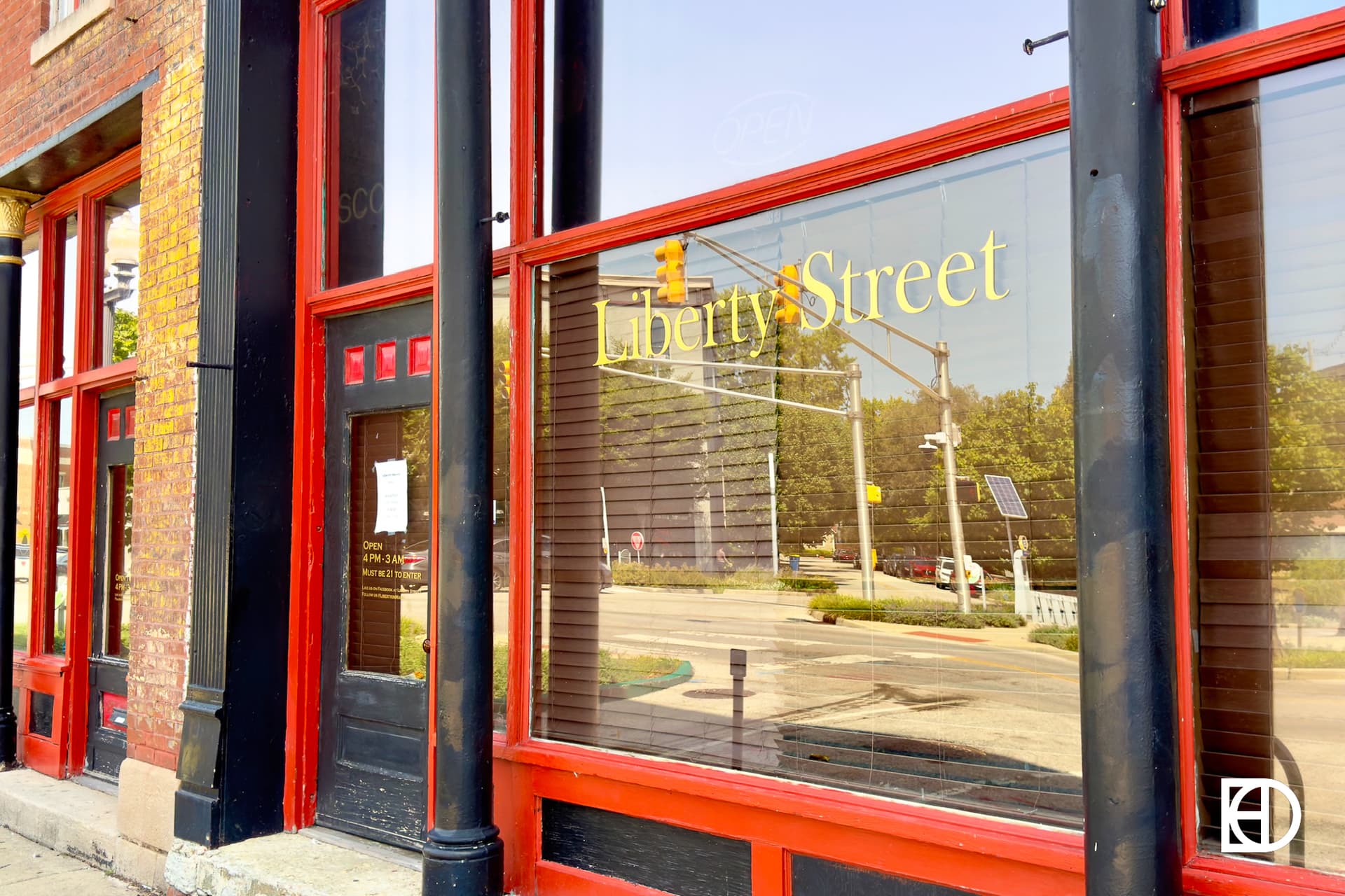 Exterior photo of Liberty Street, showing signage and entrance