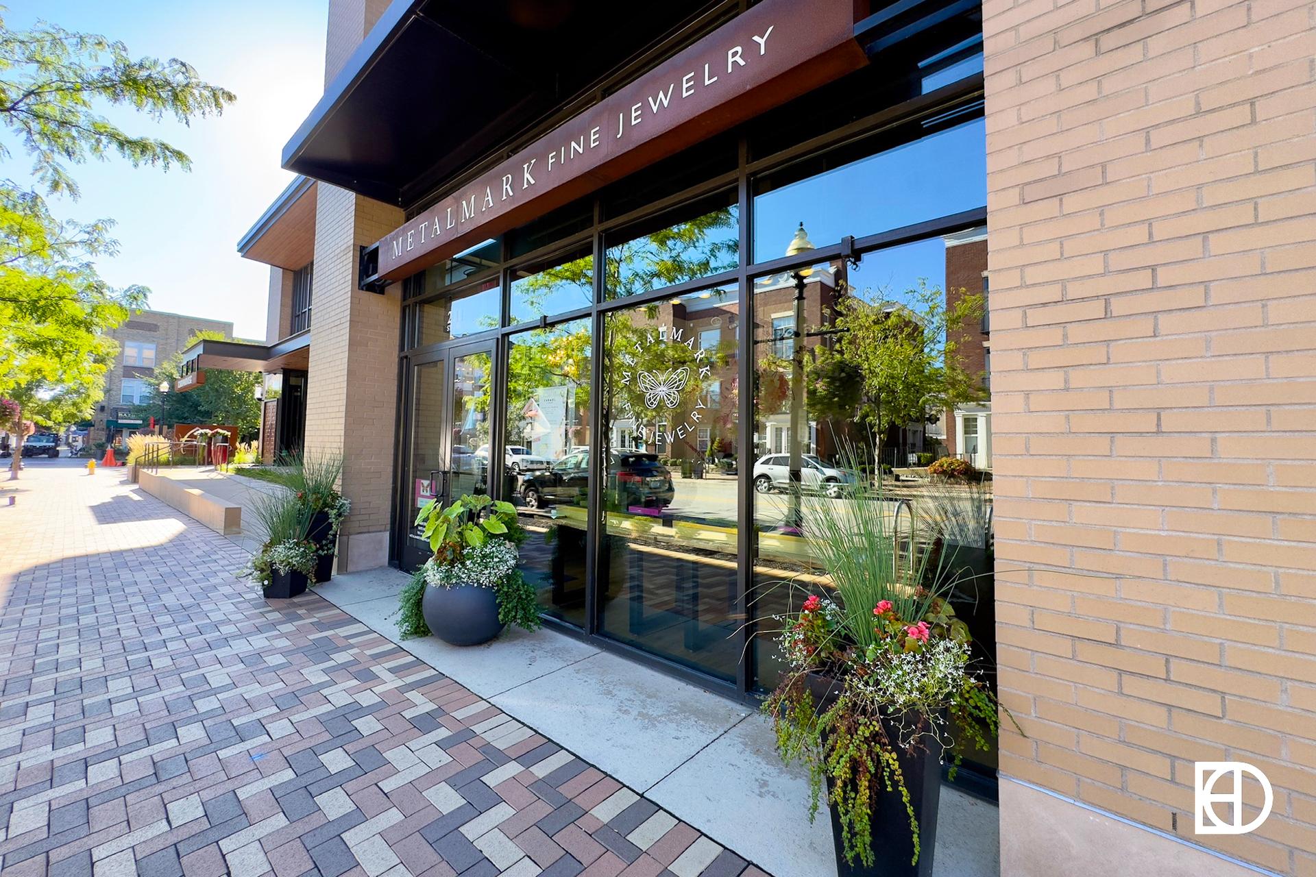 Exterior photo of Metalmark Jewelry, showing signage and entrance