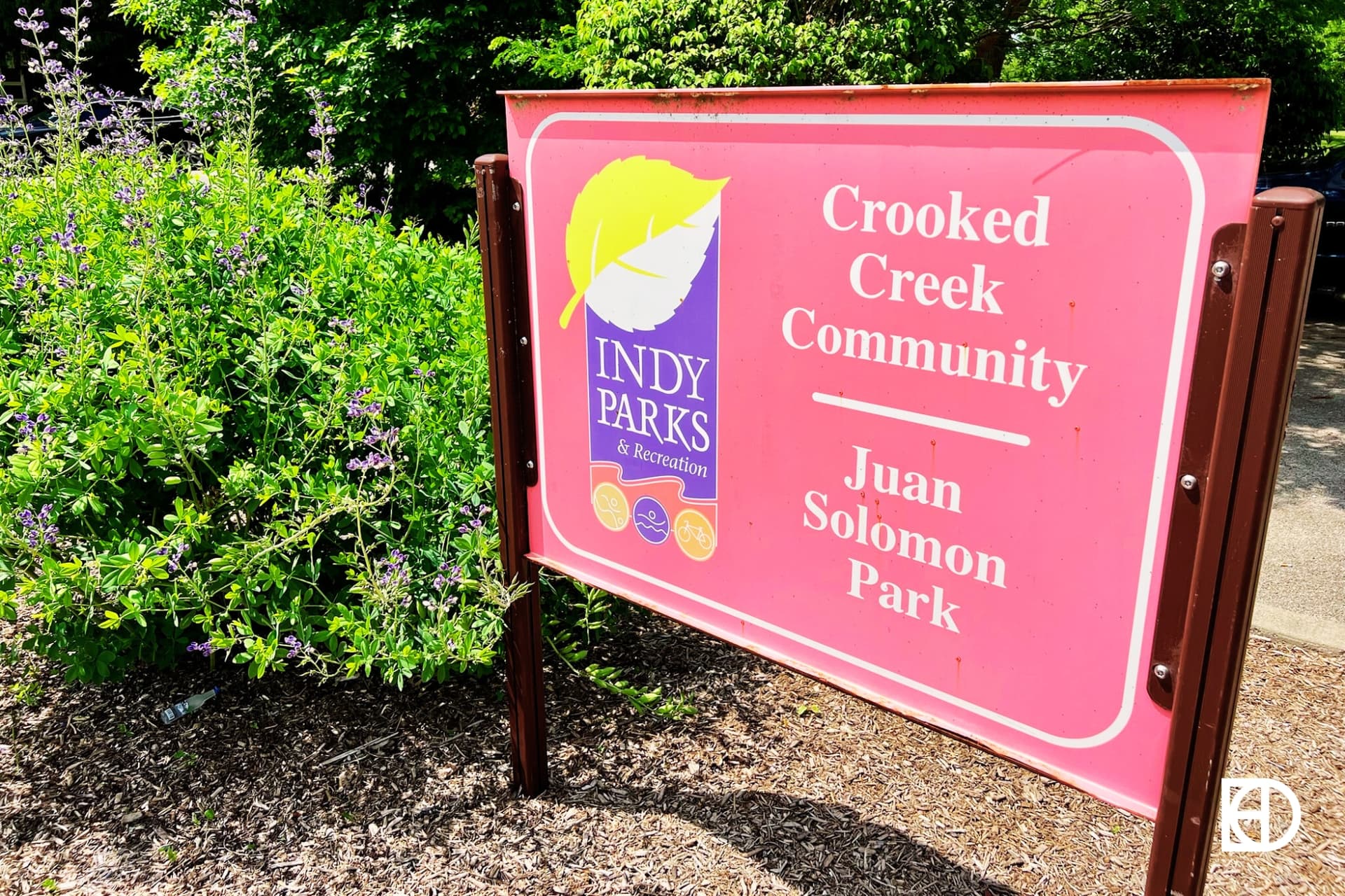 Exterior photo of Juan Solomon Park, showing signage