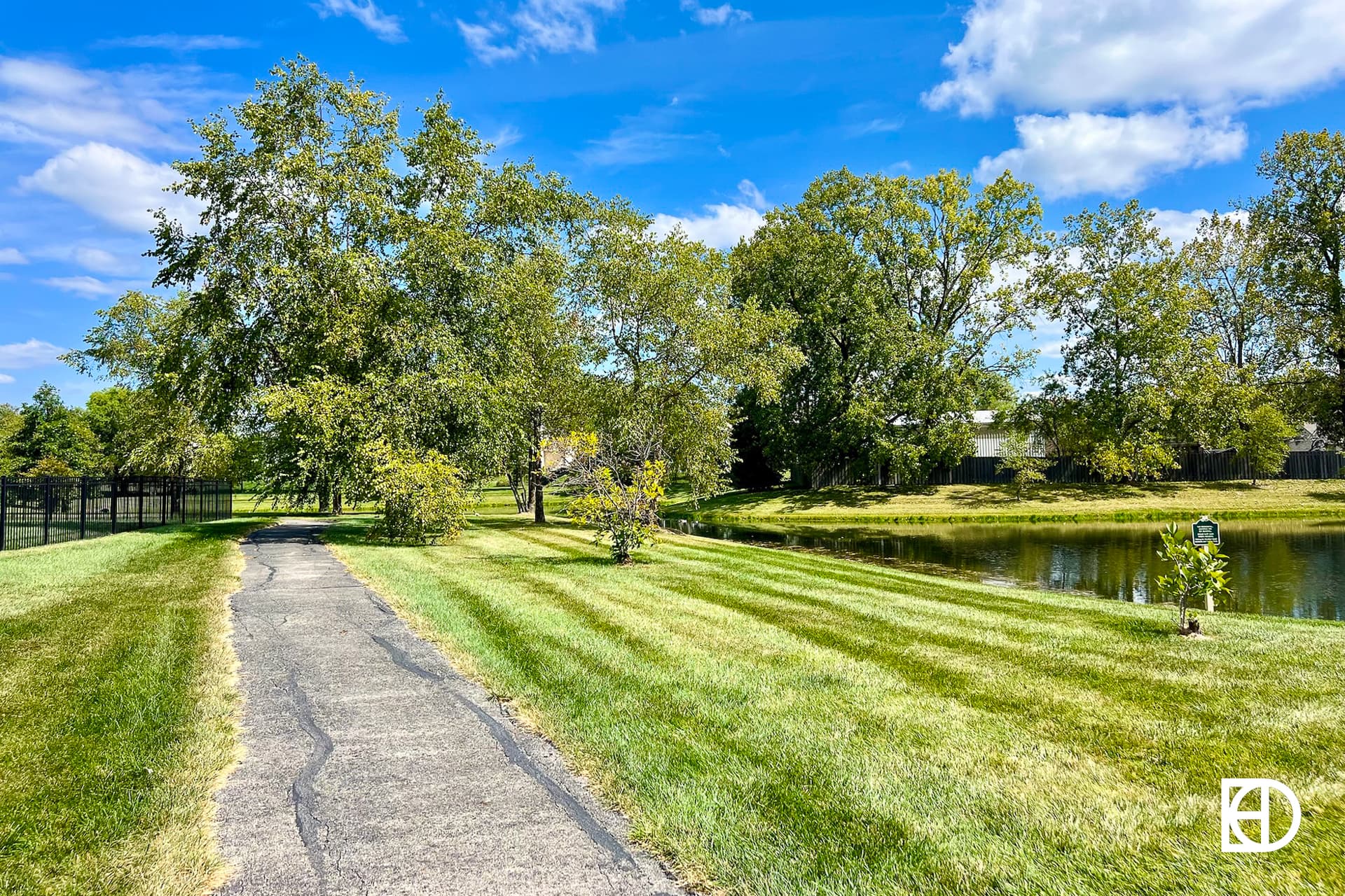 Exterior photo of Heather Knoll, showing walking paths and landscaping