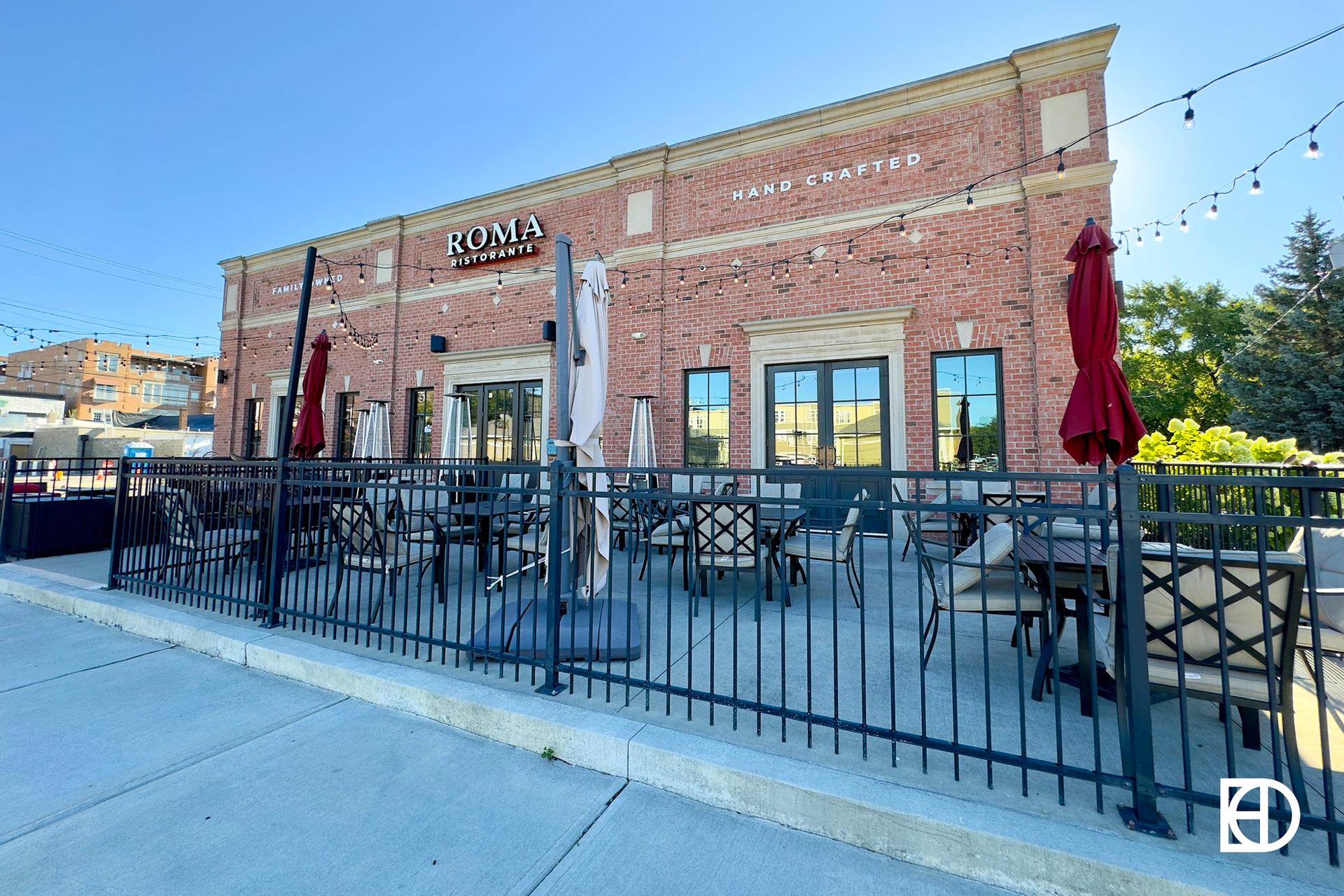 Exterior photo of Ristorante Roma, showing patio and entrance