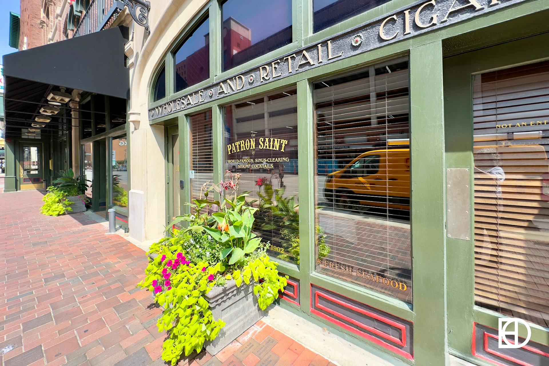 Exterior photo of St. Elmo Steakhouse, showing signage and entrance