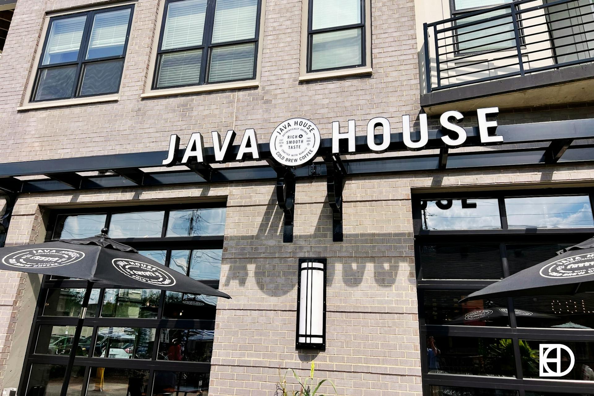 Outdoor photo of Java House showing signage