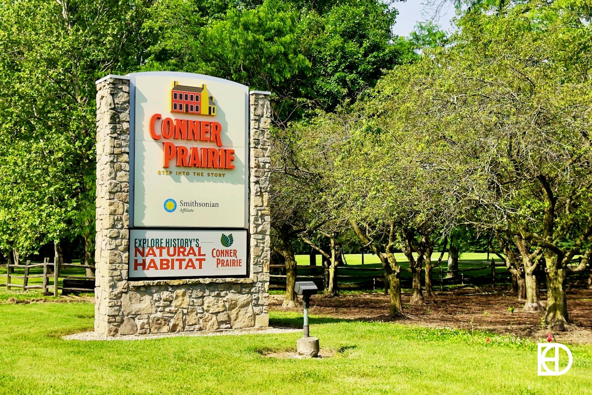Photo of signage at the entrance of Conner Prairie