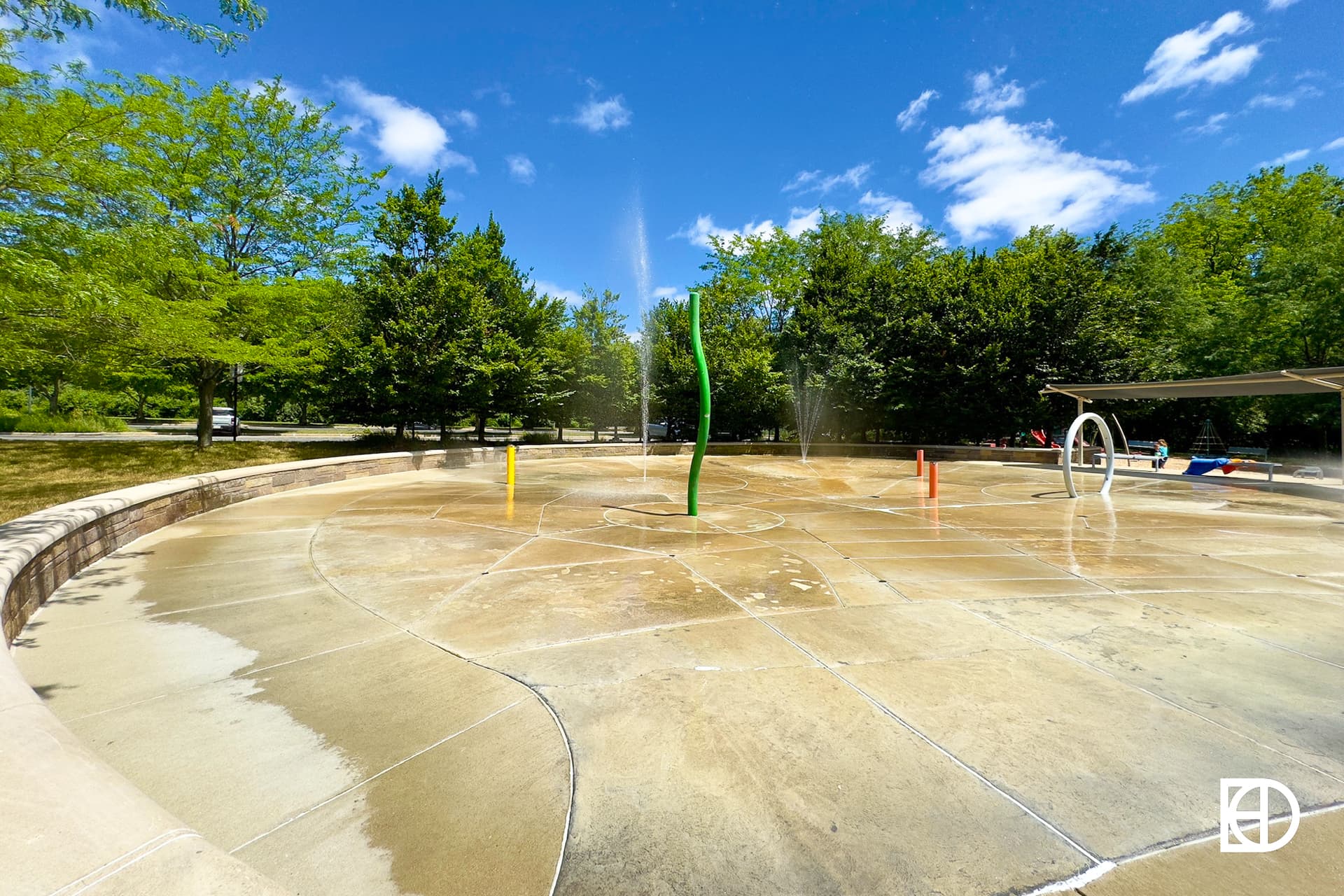 Exterior photo of Dillon Park, showing splash park