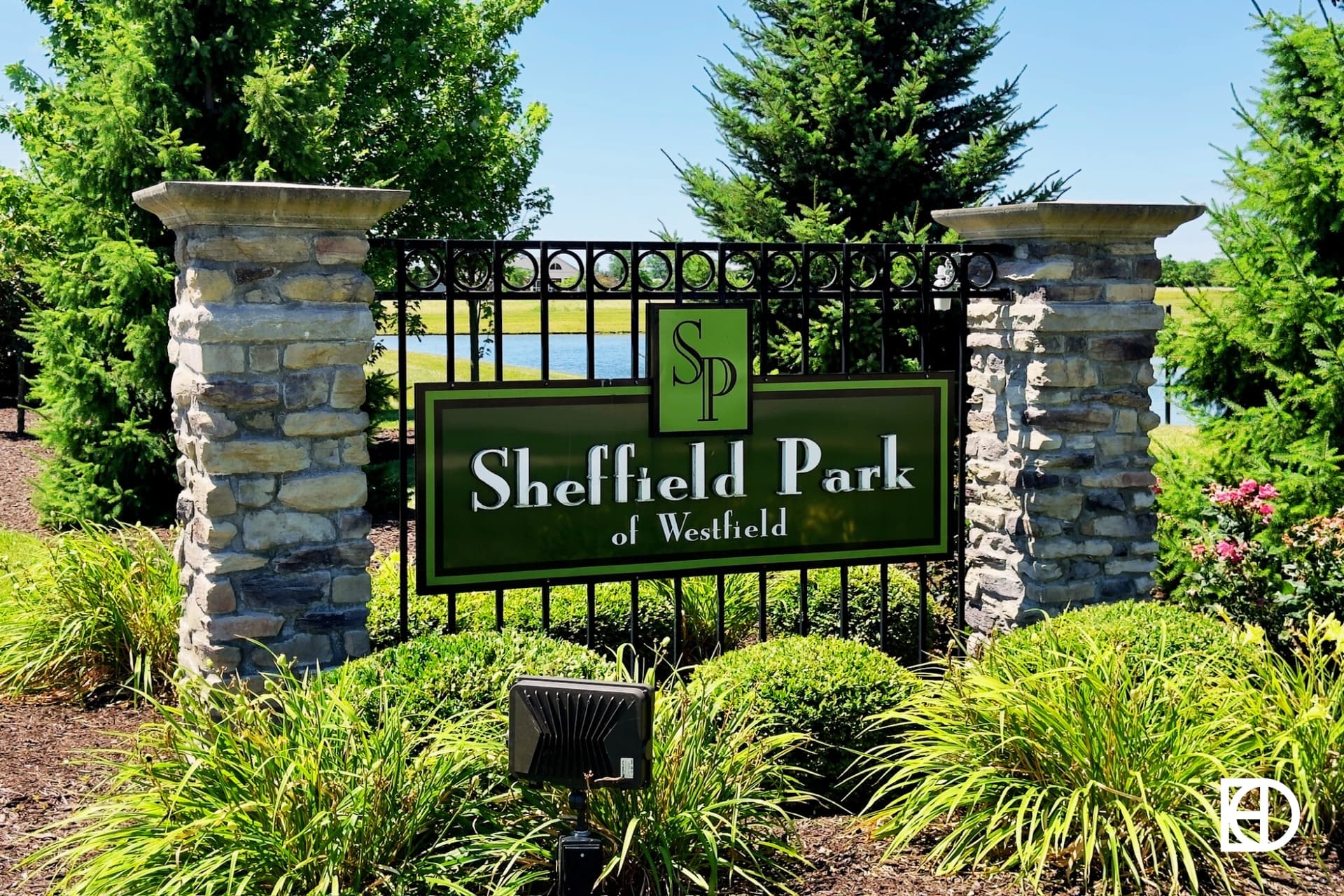 Exterior photo of Sheffield Park, showing signage and landscaping