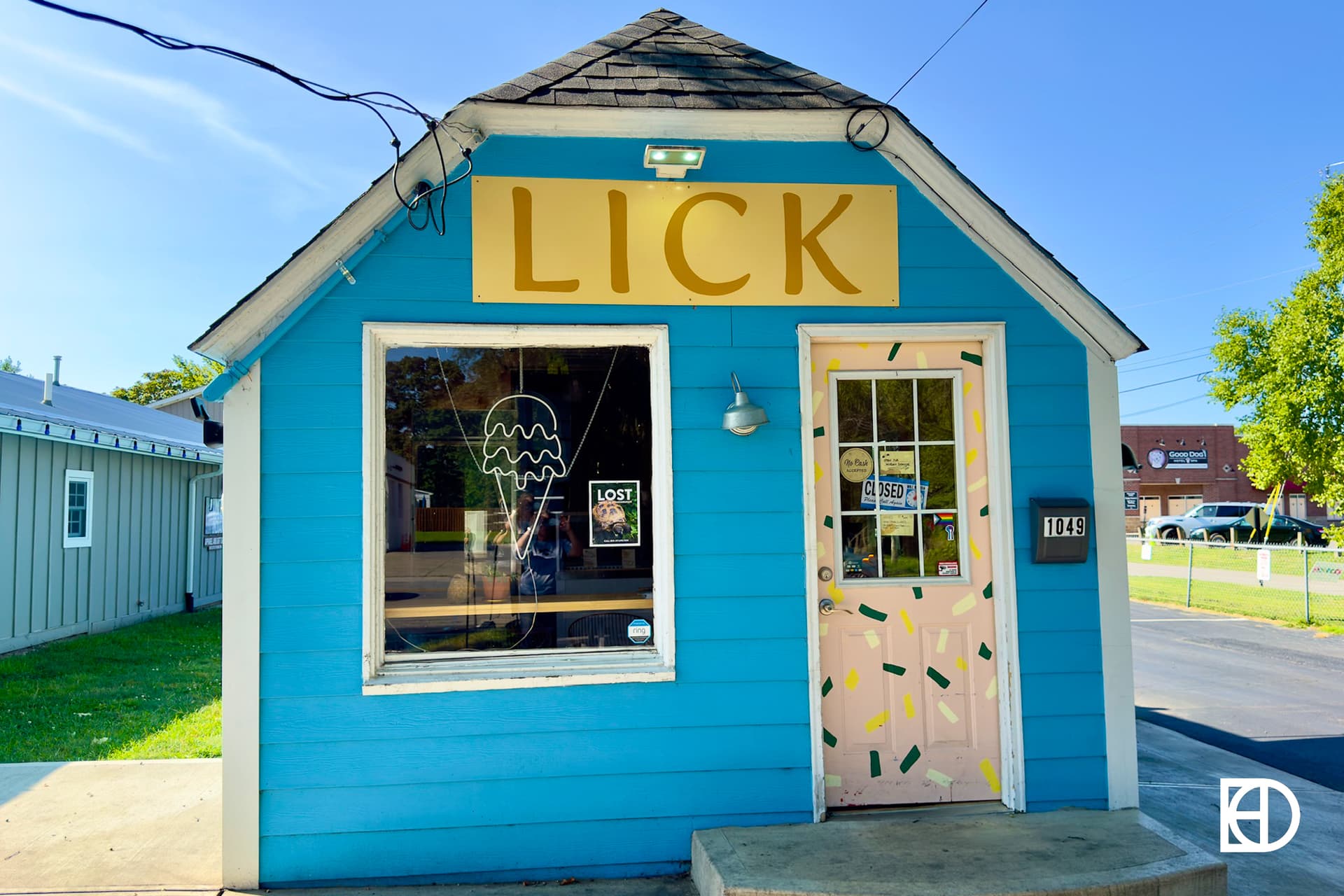 Exterior photo of Lick, showing signage and entrance