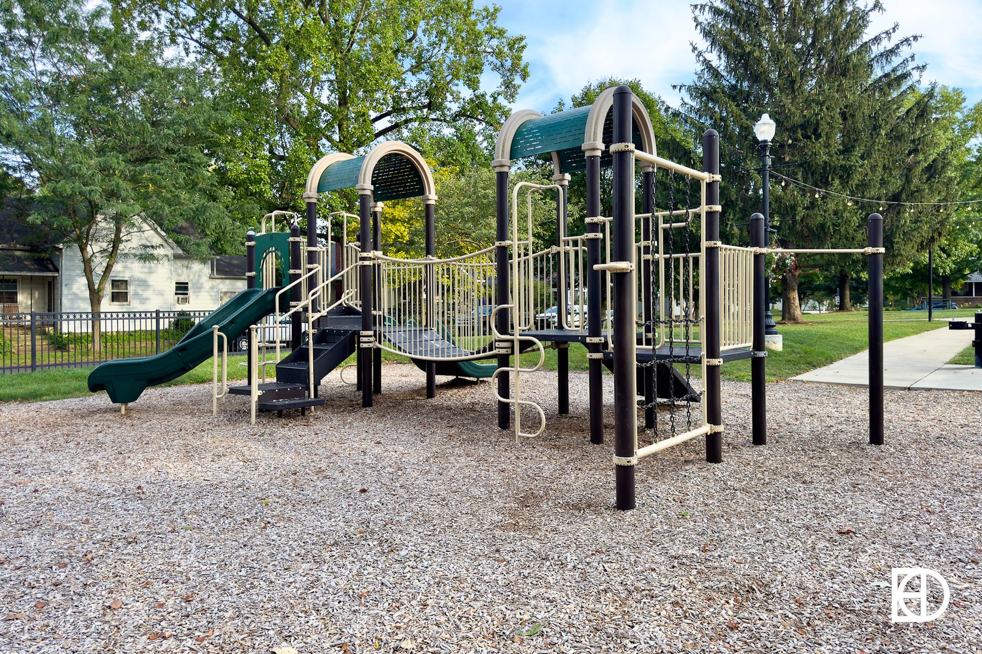 Exterior photo of Seminary Park, showing playground